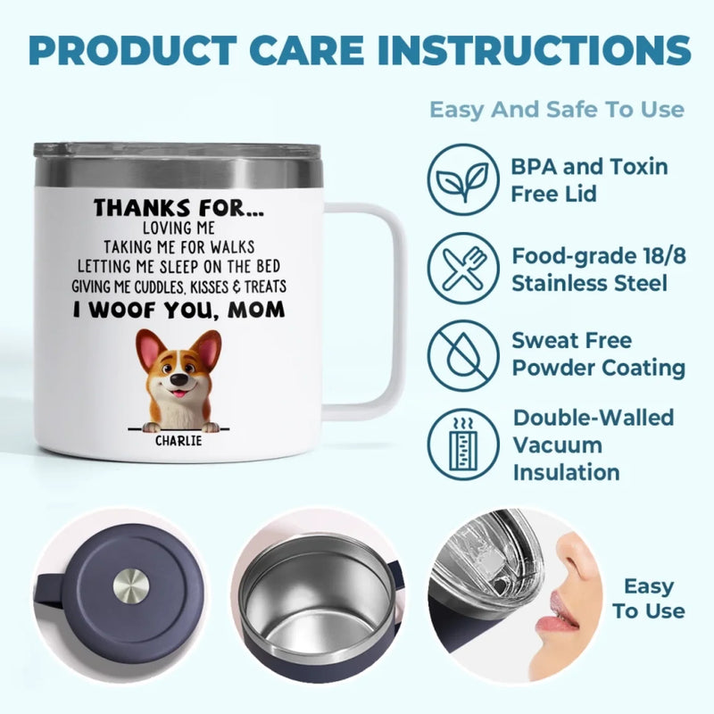 Dogs Are Joy In Fur - Dog Personalized Custom 14oz Stainless Steel Tumbler With Handle - Gift For Pet Owners, Pet Lovers
