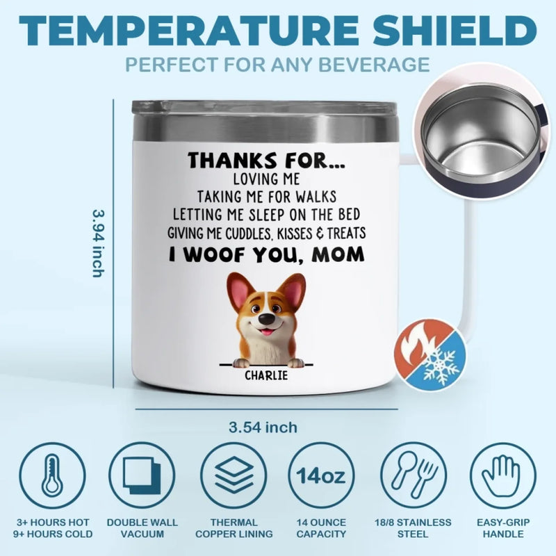 Dogs Are Joy In Fur - Dog Personalized Custom 14oz Stainless Steel Tumbler With Handle - Gift For Pet Owners, Pet Lovers
