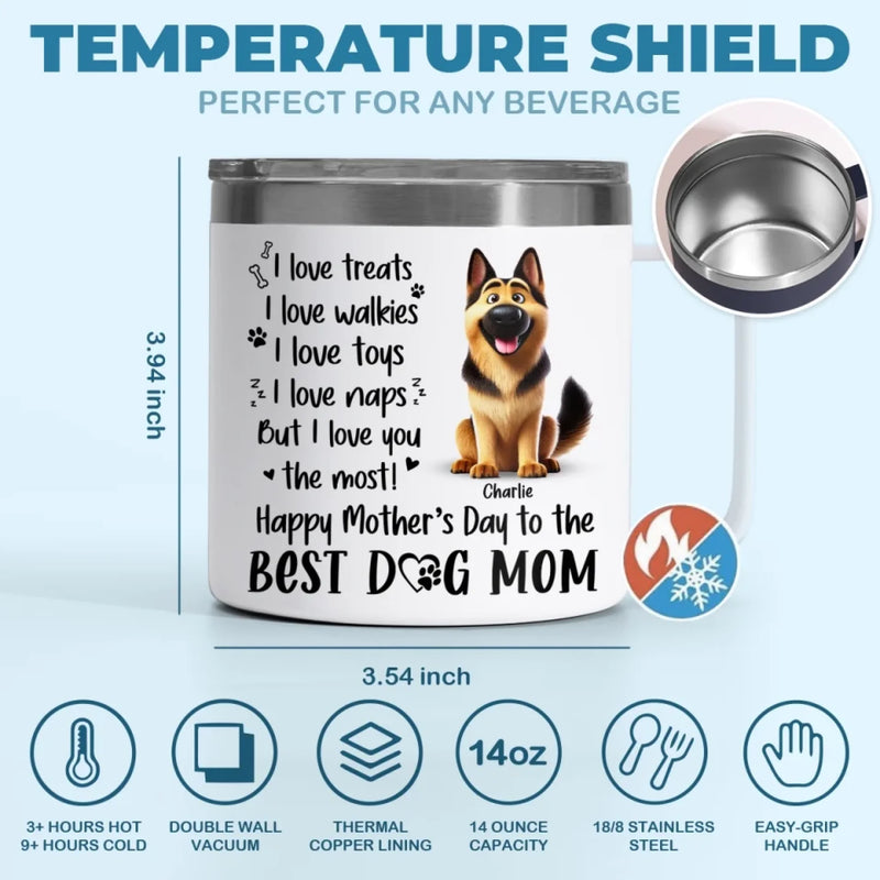 Custom Name Dog Mom Mother's Day Gifts - Personalized 14 Oz Tumbler With Handle
