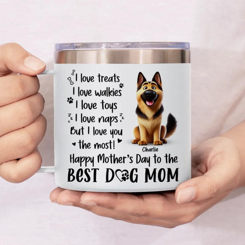 A Dog’s Love Never Ends - Dog Personalized Custom 14oz Stainless Steel Tumbler With Handle - Gift For Pet Owners, Pet Lovers