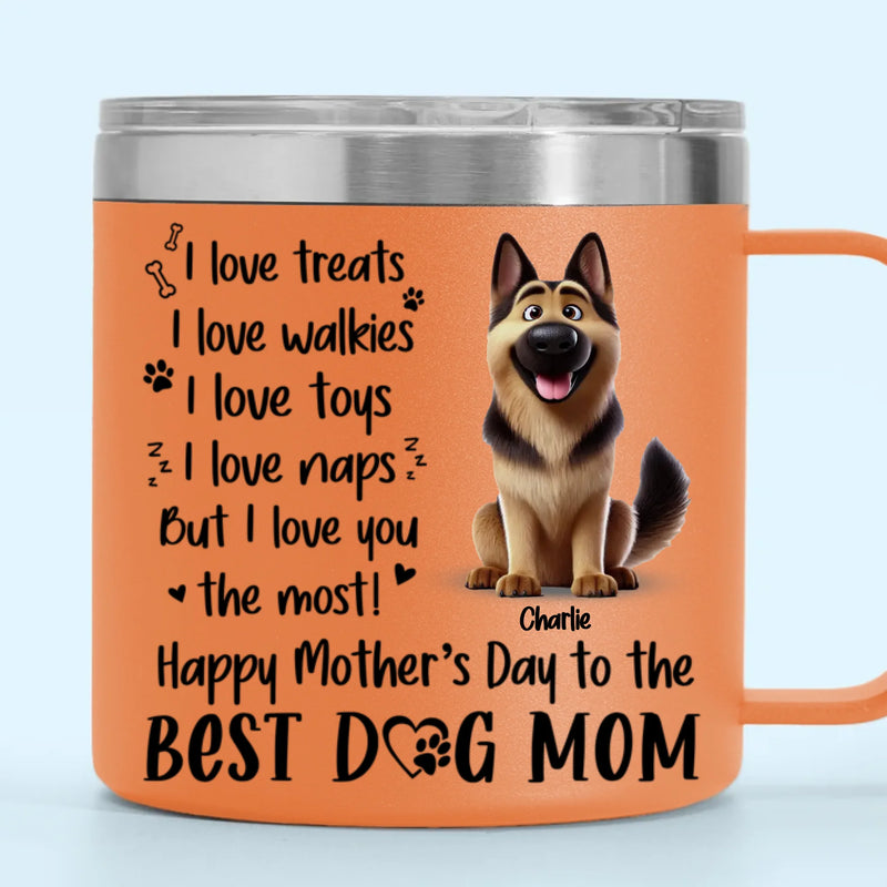 A Dog’s Love Never Ends - Dog Personalized Custom 14oz Stainless Steel Tumbler With Handle - Gift For Pet Owners, Pet Lovers