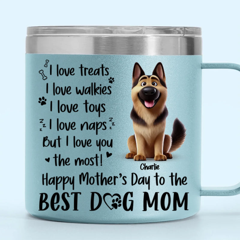 Custom Name Dog Mom Mother's Day Gifts - Personalized 14 Oz Tumbler With Handle