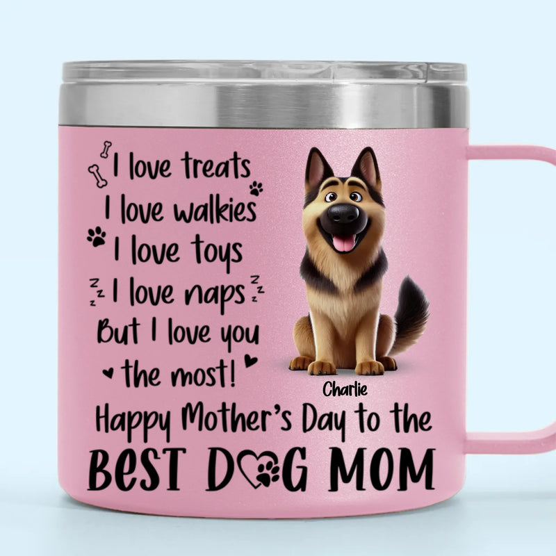 A Dog’s Love Never Ends - Dog Personalized Custom 14oz Stainless Steel Tumbler With Handle - Gift For Pet Owners, Pet Lovers