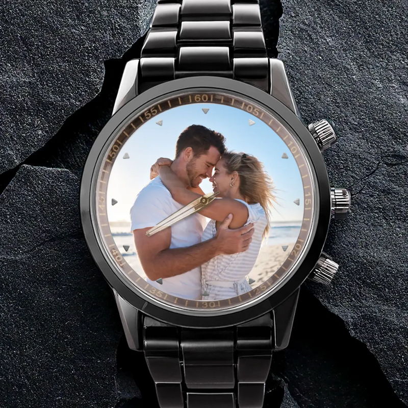 Custom Photo Love In Every Moment - Couple Personalized Custom Unisex Watch - Gift For Gift For Husband Wife, Anniversary