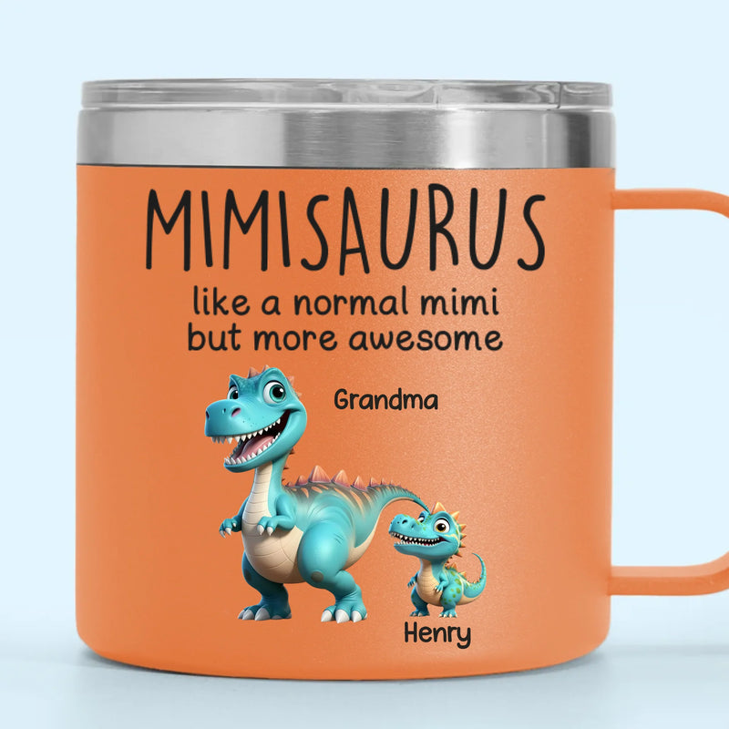 Custom Name Dinosaur Gifts for Grandma - Personalized 14 Oz Tumbler With Handle