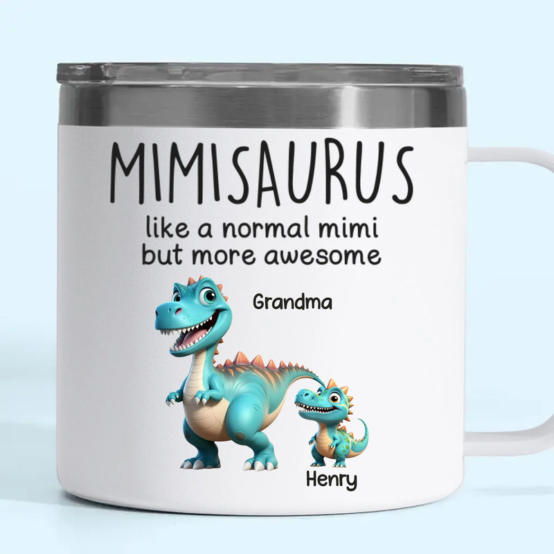 Custom Name Dinosaur Gifts for Grandma - Personalized 14 Oz Tumbler With Handle