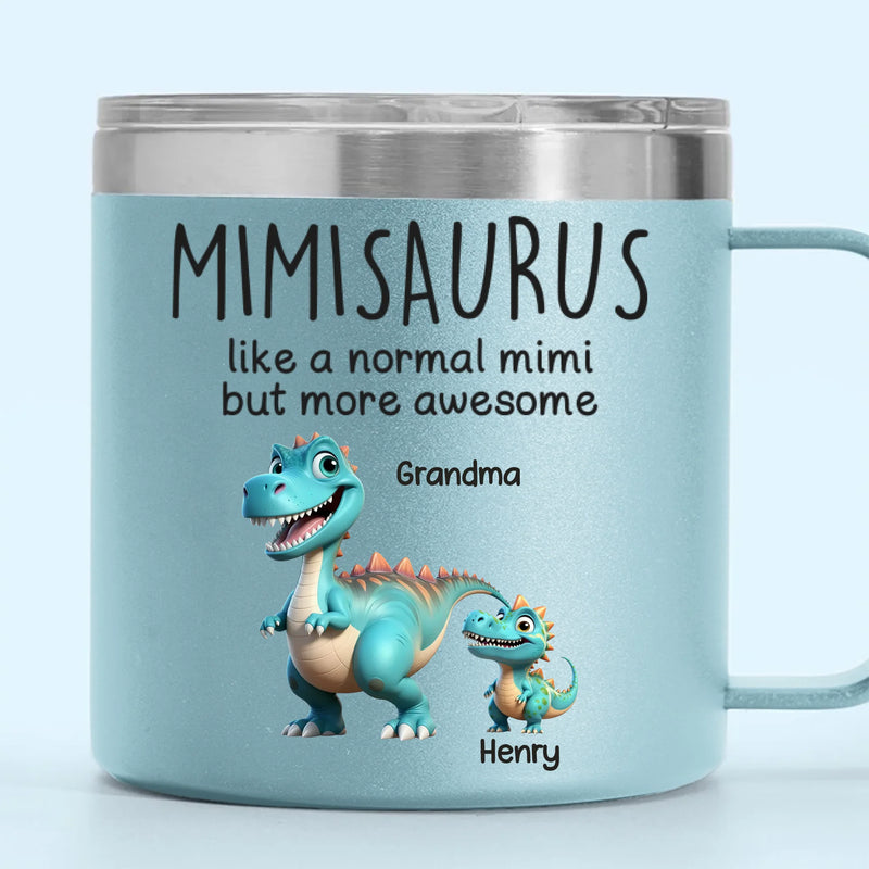 Custom Name Dinosaur Gifts for Grandma - Personalized 14 Oz Tumbler With Handle