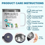 Custom Name Dinosaur Gifts for Grandma - Personalized 14 Oz Tumbler With Handle