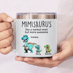 Custom Name Dinosaur Gifts for Grandma - Personalized 14 Oz Tumbler With Handle