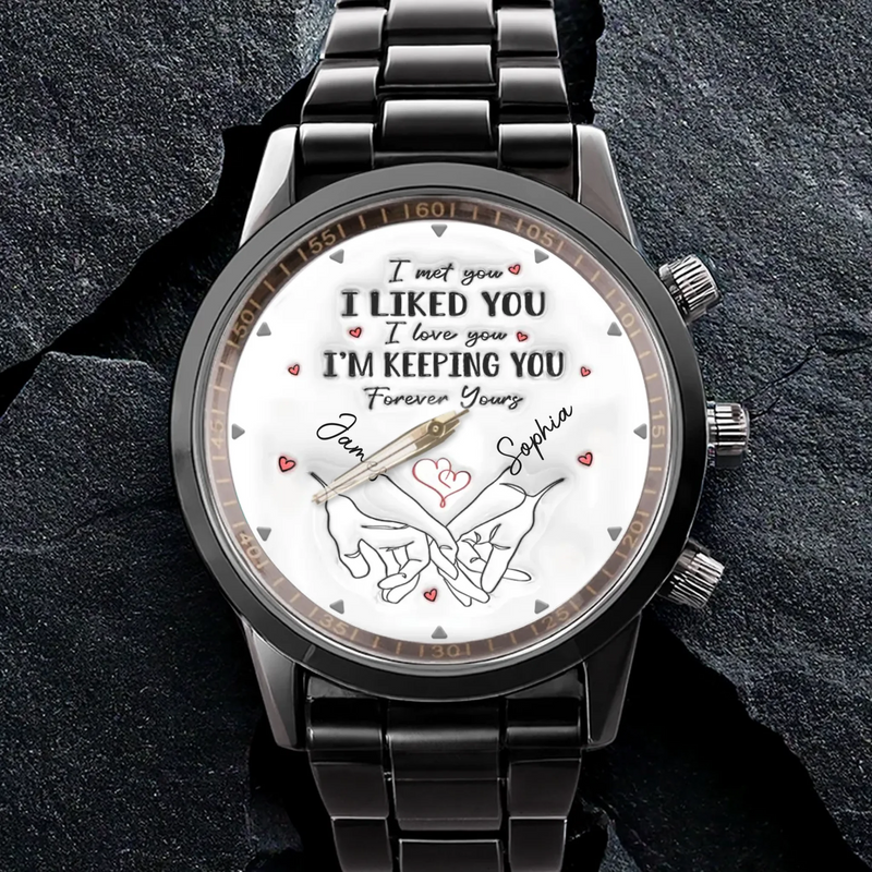 One Love, One Timepiece - Couple Personalized Custom Unisex Watch - Gift For Gift For Husband Wife, Anniversary