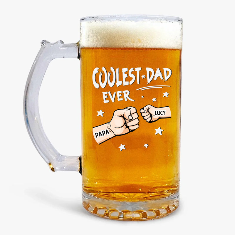 The Best Dad Deserves The Best Cheers - Family Personalized Custom Glass Beer Mug - Father's Day, Gift For Dad, Grandpa