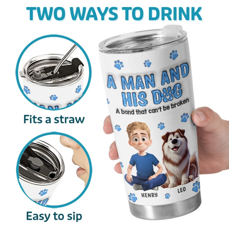 Custom Name Man and Dog Gifts for Dog Lovers - Personalized Tumbler