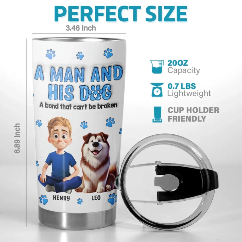 Custom Name Man and Dog Gifts for Dog Lovers - Personalized Tumbler