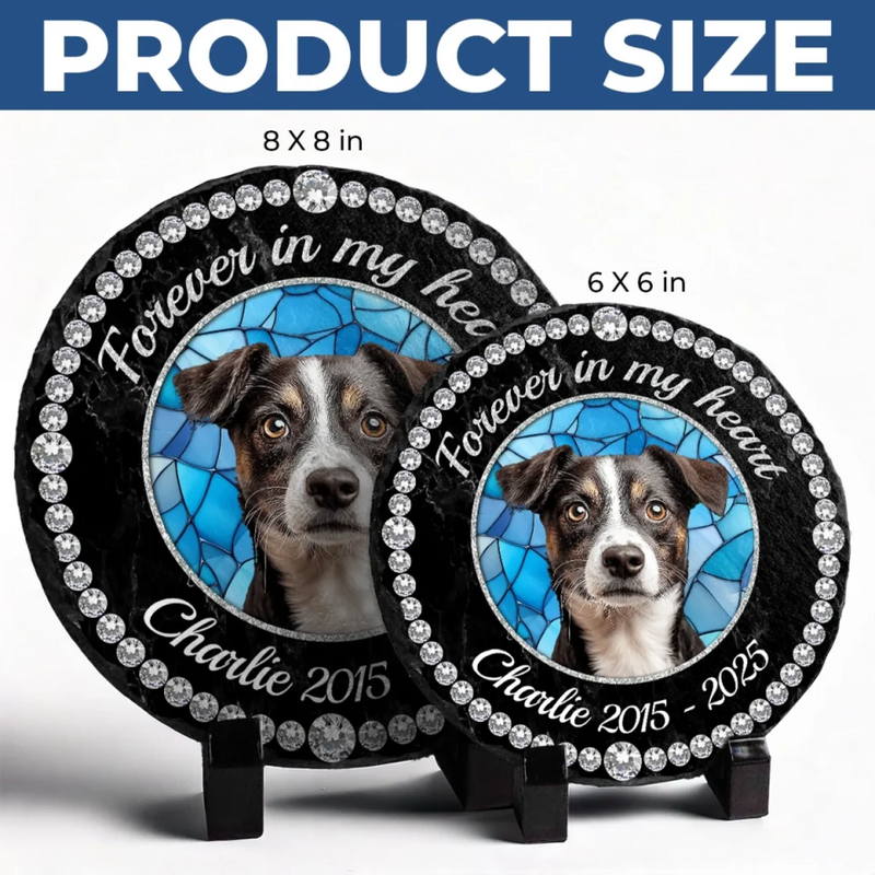Custom Photo Cherished Forever, Loved Always - Memorial Personalized Custom Round Shaped Stone With Stand - Sympathy Gift For Pet Owners, Pet Lovers