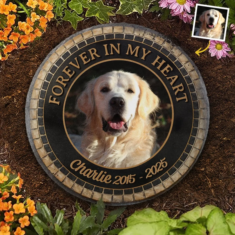 Custom Photo In Loving Memory Of A Faithful Friend - Memorial Personalized Custom Round Shaped Stone With Stand - Sympathy Gift For Pet Owners, Pet Lovers