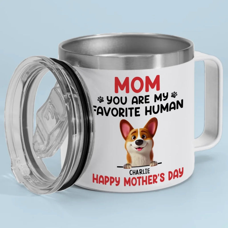 You Make My Tail Wag Every Day, Mom - Dog Personalized Custom 14oz Stainless Steel Tumbler With Handle - Gift For Pet Owners, Pet Lovers