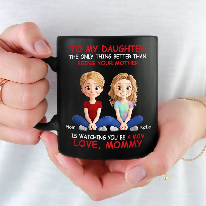 Bonded By Heart, United By Love - Family Personalized Custom Black Mug - Mother's Day, Gift For Mom, Daughter