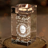 Custom Photo Love Leaves A Memory That Time Cannot Erase - Memorial Personalized Custom 3D Crystal Photo Laser Engraved, Crystal Candle Holder - Sympathy Gift For Family Members