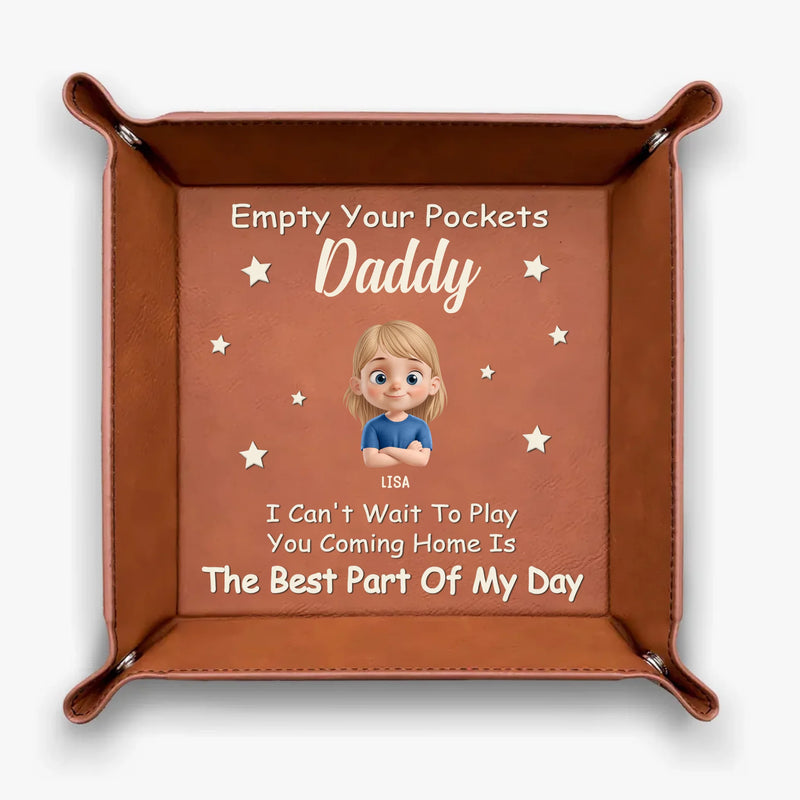 Empty Your Pockets, Fill Our Hearts - Family Personalized Custom Leather Valet Tray - Father's Day, Gift For Dad, Grandpa