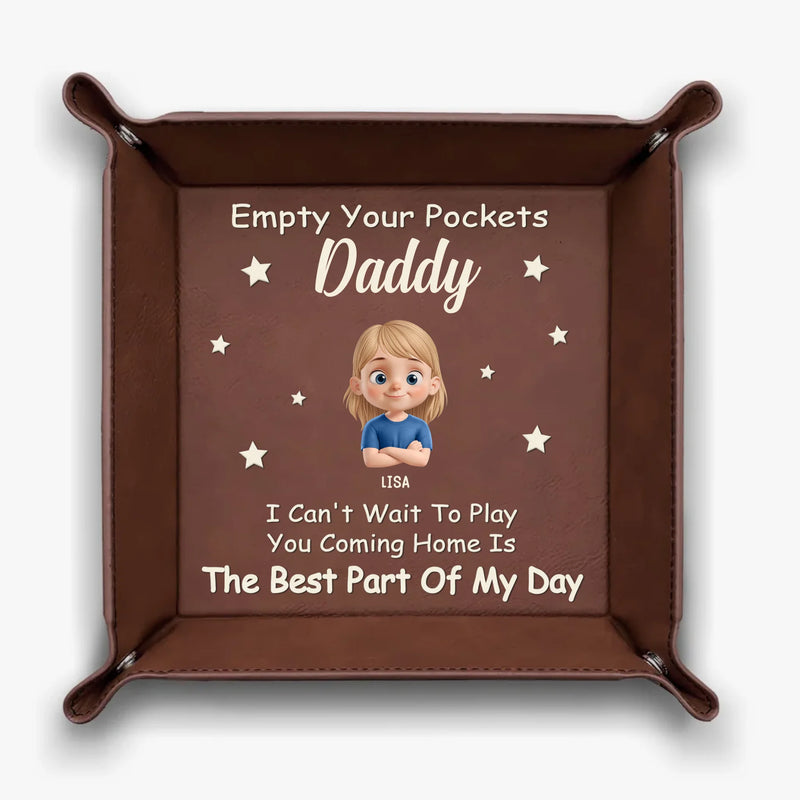 Empty Your Pockets, Fill Our Hearts - Family Personalized Custom Leather Valet Tray - Father's Day, Gift For Dad, Grandpa