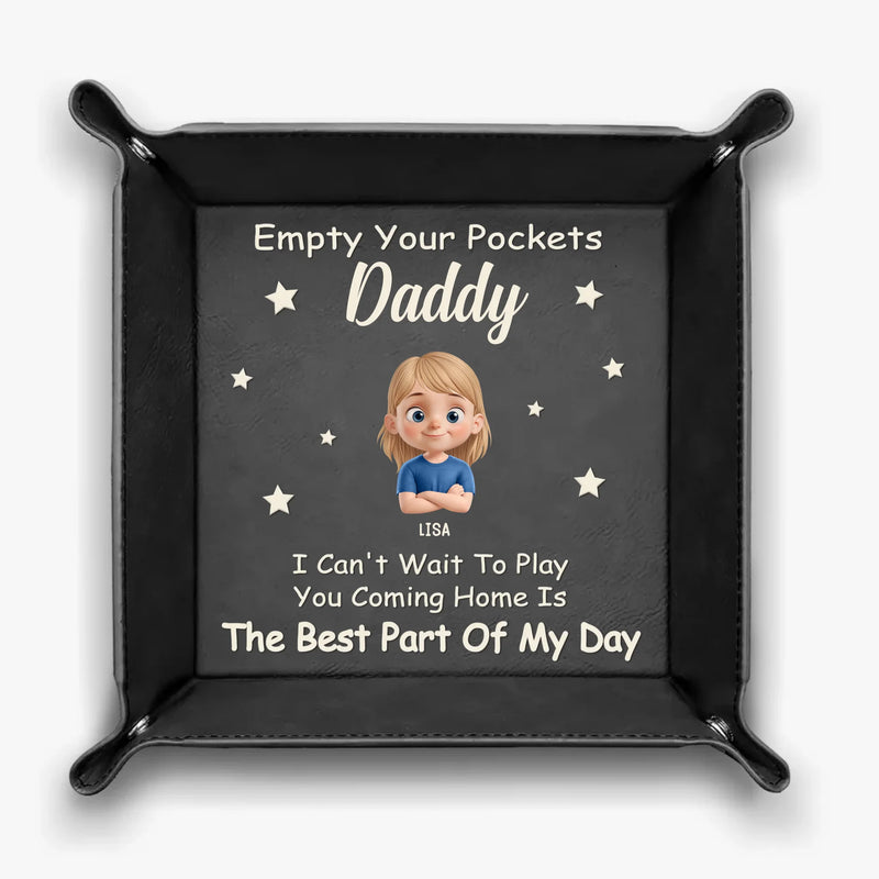 Empty Your Pockets, Fill Our Hearts - Family Personalized Custom Leather Valet Tray - Father's Day, Gift For Dad, Grandpa
