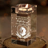 Custom Photo Love Never Leaves, It Lights Up Forever - Memorial Personalized Custom 3D Crystal Photo Laser Engraved, Crystal Candle Holder - Sympathy Gift For Pet Owners, Pet Lovers