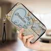 Held In Her Heart, Loved For A Lifetime - Family Personalized Custom Leather Long Wallet - Mother's Day, Gift For Mom, Grandma