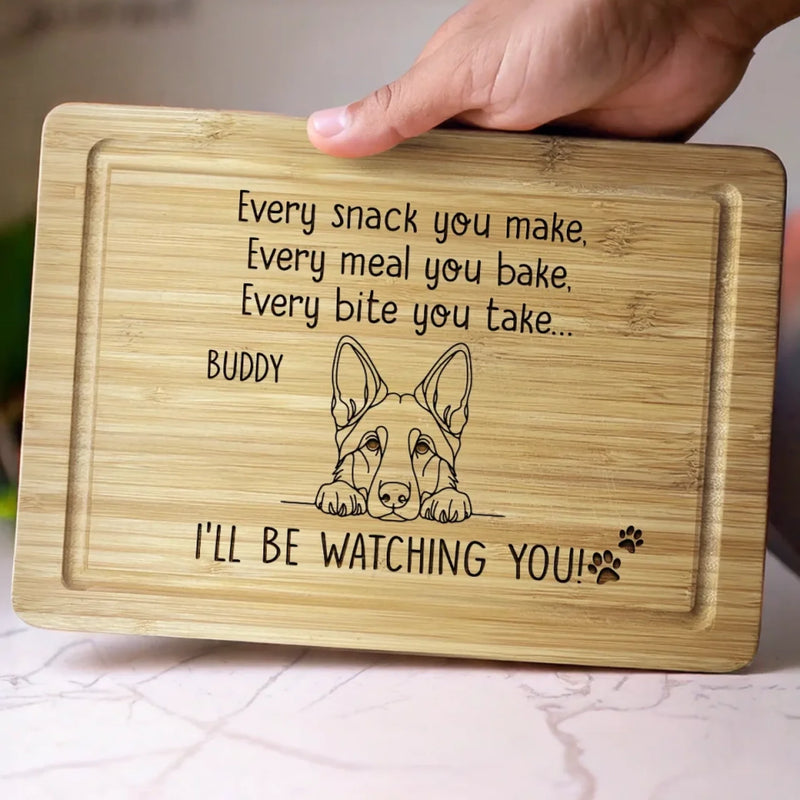 Custom Name Funny Dog Watching Gifts for Pet Lovers - Personalized Cutting Board