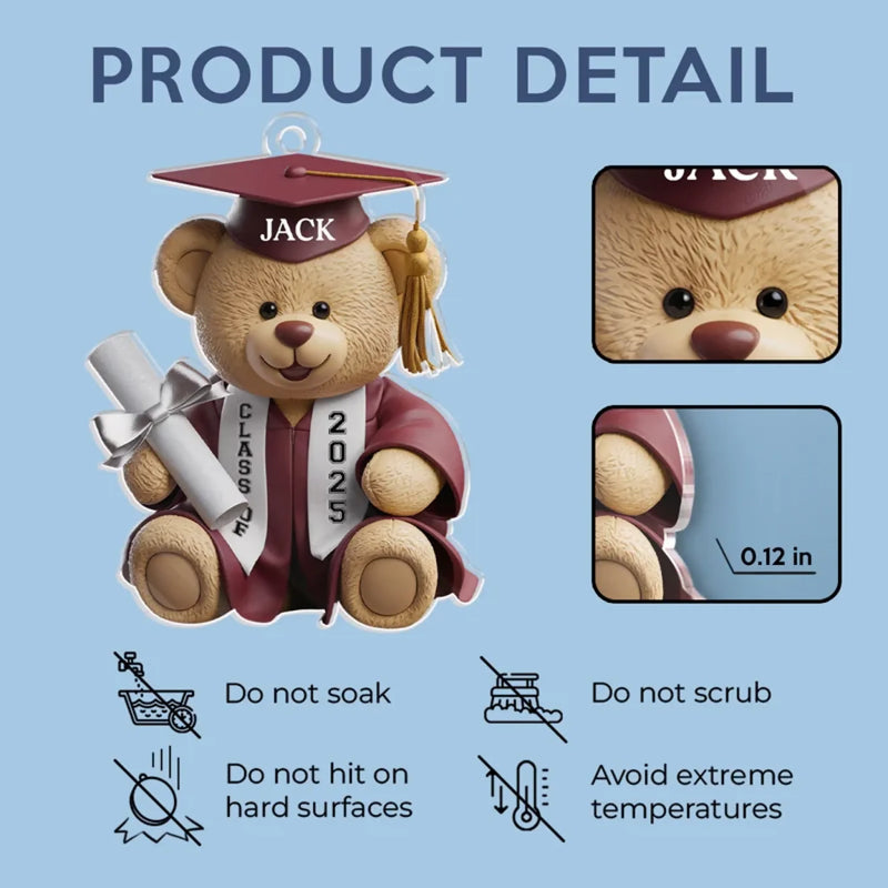 Teddy’s Proud Of You - Family Personalized Custom Car Ornament - Acrylic Custom Shaped - New Arrival, Graduation Gift For Family Members, Siblings, Brothers, Sisters