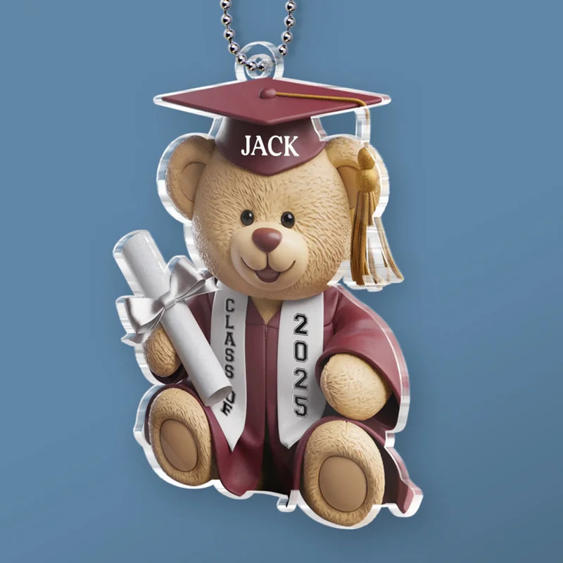 Teddy’s Proud Of You - Family Personalized Custom Car Ornament - Acrylic Custom Shaped - New Arrival, Graduation Gift For Family Members, Siblings, Brothers, Sisters