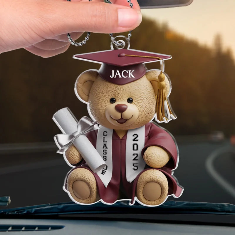 Teddy’s Proud Of You - Family Personalized Custom Car Ornament - Acrylic Custom Shaped - New Arrival, Graduation Gift For Family Members, Siblings, Brothers, Sisters