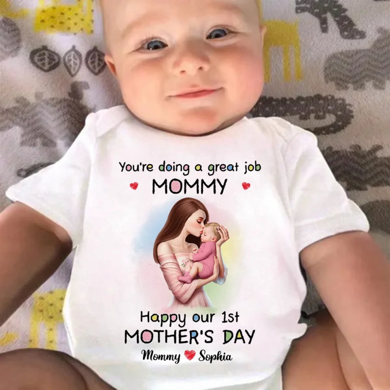 Mom, You're My Everything - Family Personalized Custom Baby Onesie - Mother's Day, Baby Shower Gift, Gift For First Mom