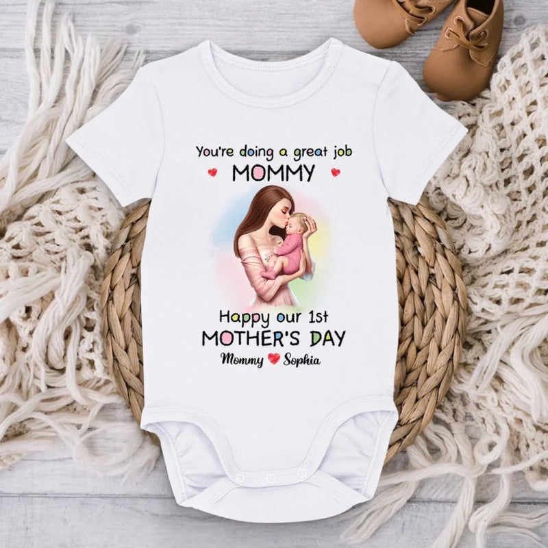 Mom, You're My Everything - Family Personalized Custom Baby Onesie - Mother's Day, Baby Shower Gift, Gift For First Mom