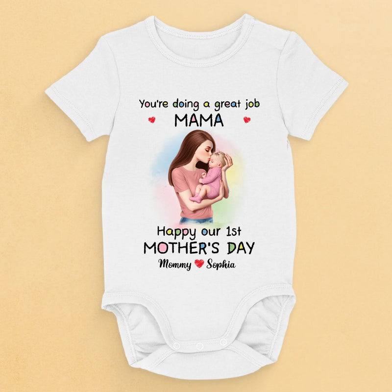 Mom, You're My Everything - Family Personalized Custom Baby Onesie - Mother's Day, Baby Shower Gift, Gift For First Mom