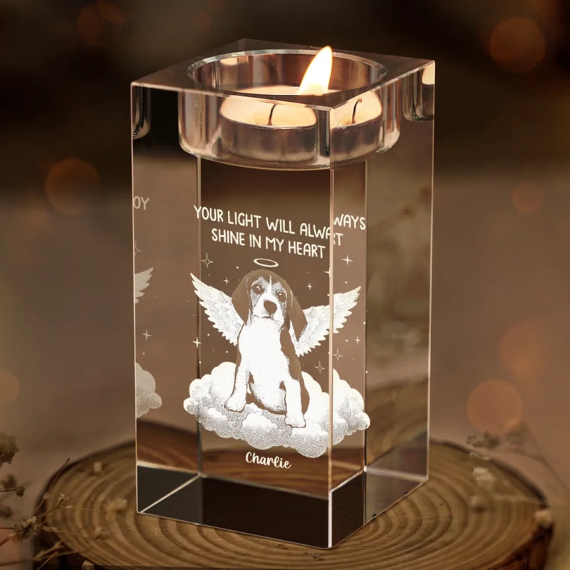 Custom Photo In Spirit, I’m Always Near - Memorial Personalized Custom 3D Crystal Photo Laser Engraved, Crystal Candle Holder - Sympathy Gift For Pet Owners, Pet Lovers