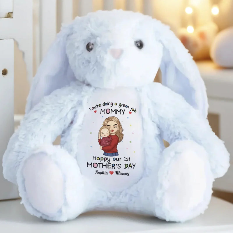 Our First Mother's Day Together - Family Personalized Custom Easter Bunny Plush - Mother's Day, Baby Shower Gift, Gift For First Mom