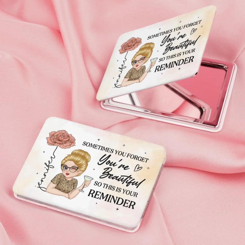 A Little Reminder Of Your Beauty - Family Personalized Custom Full-print Purse Mirror - Mother's Day, Gift For Mom, Grandma