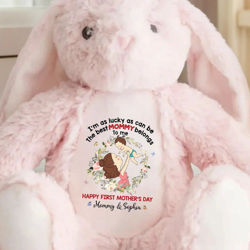 My First Best Friend, My Mommy - Family Personalized Custom Easter Bunny Plush - Mother's Day, Baby Shower Gift, Gift For First Mom