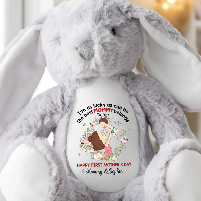 My First Best Friend, My Mommy - Family Personalized Custom Easter Bunny Plush - Mother's Day, Baby Shower Gift, Gift For First Mom