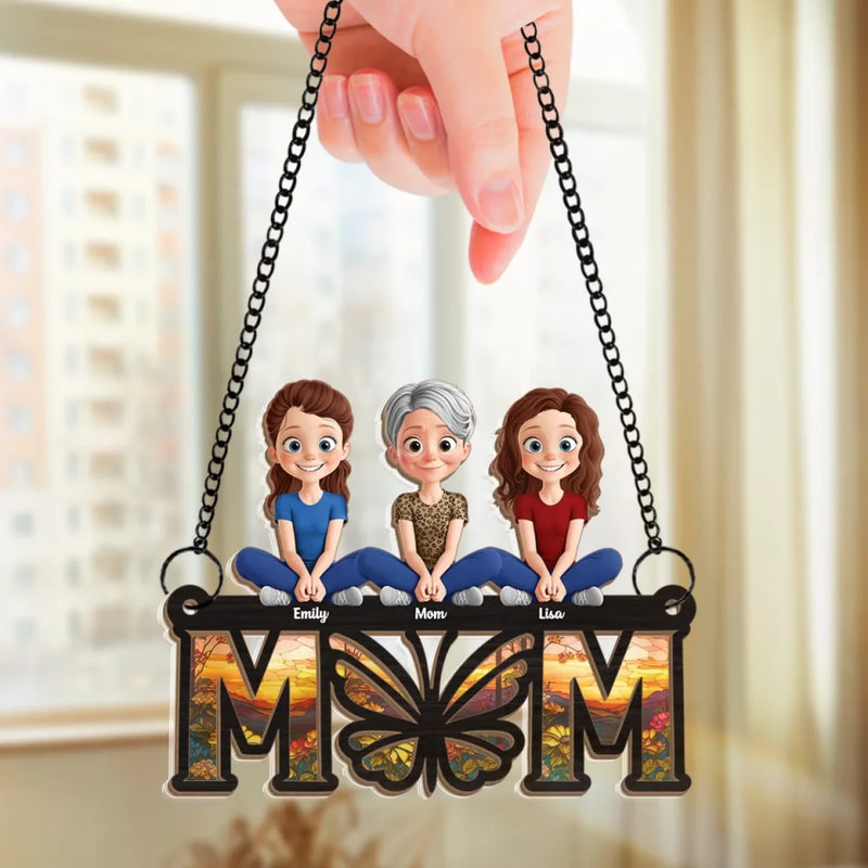 Mom, The Butterfly Of Our Hearts - Family Personalized Window Hanging Suncatcher Ornament - Mother's Day, Gift For Mom, Grandma