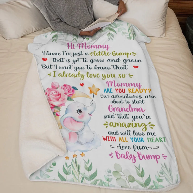 Mommy, I Love You Already - Family Personalized Custom Blanket - Mother's Day, Baby Shower Gift, Gift For First Mom