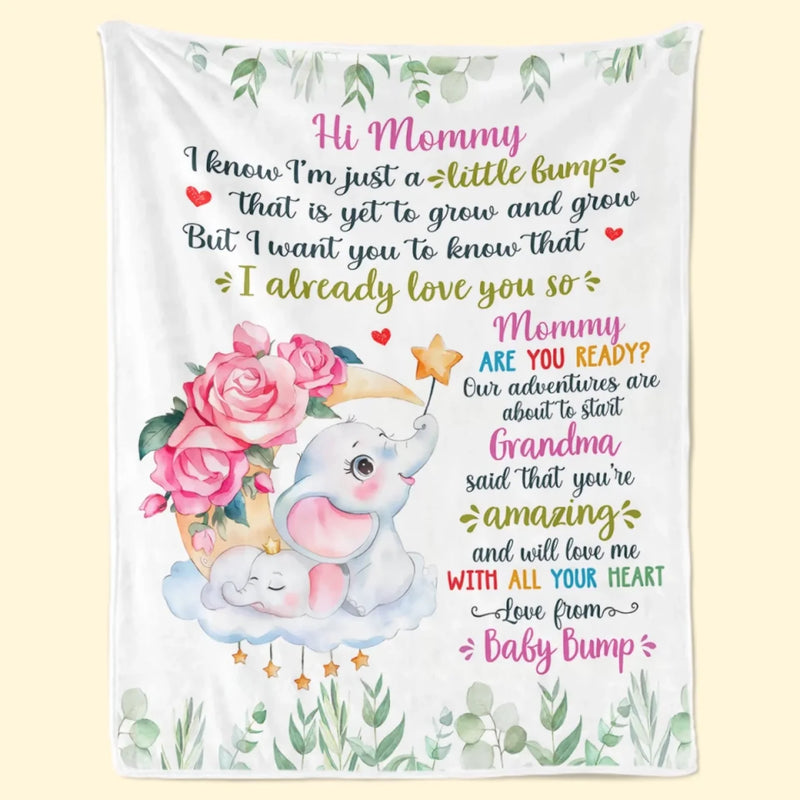 Mommy, I Love You Already - Family Personalized Custom Blanket - Mother's Day, Baby Shower Gift, Gift For First Mom