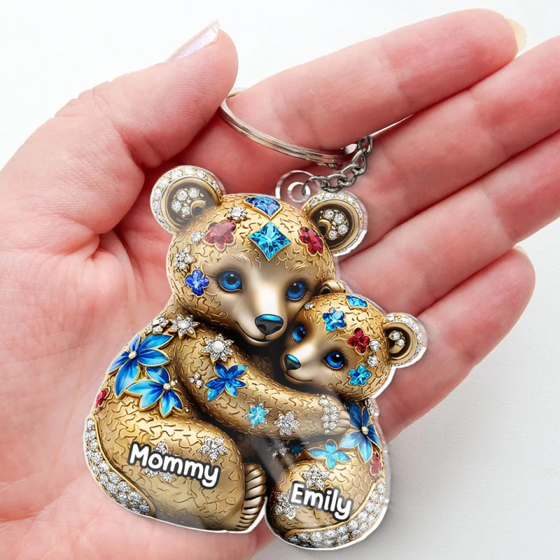 Mommy, My Safe Place - Family Personalized Custom Shaped Acrylic Keychain - Mother's Day, Gift For Mom, Grandma