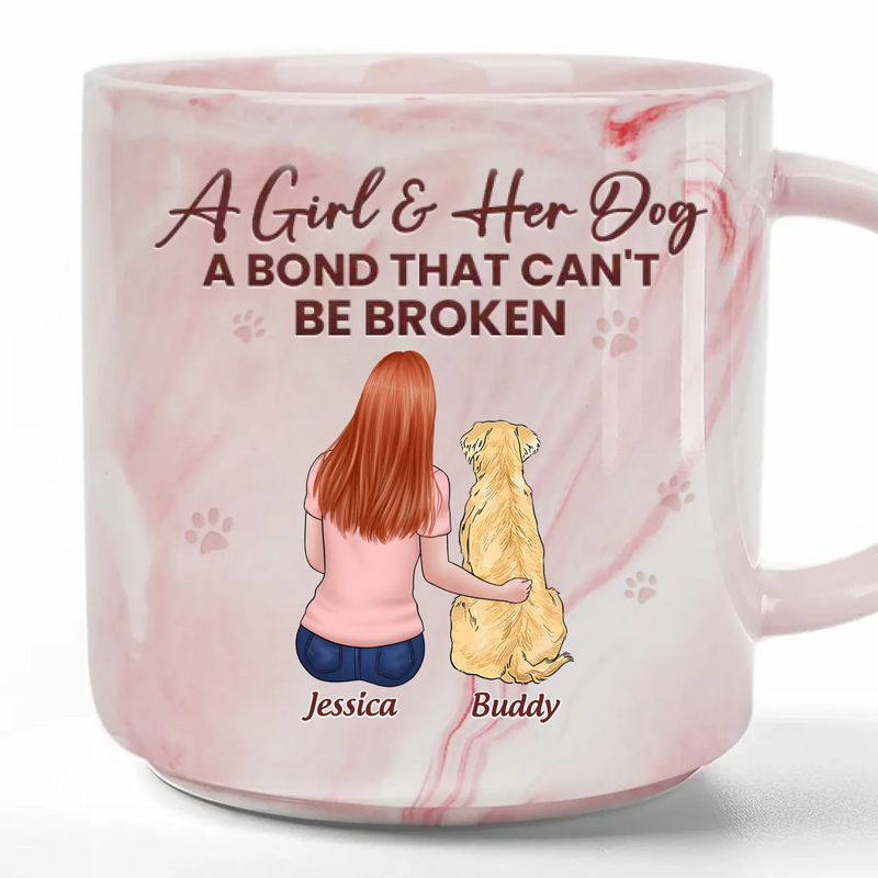 A Girl And Her Dog, Forever Together - Dog Personalized Custom Marble Mug - Gift For Pet Owners, Pet Lovers