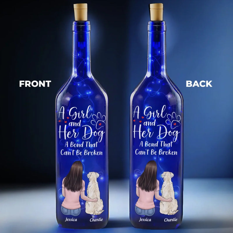 Love And Loyalty, Forever With You - Dog Personalized Custom Blue Bottle Lamp - Gift For Pet Owners, Pet Lovers