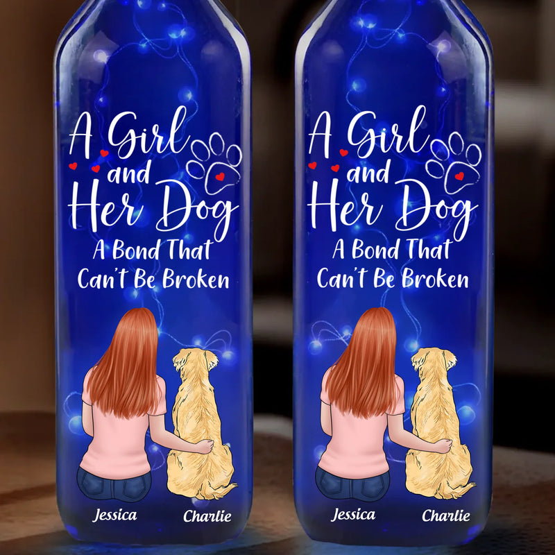 Love And Loyalty, Forever With You - Dog Personalized Custom Blue Bottle Lamp - Gift For Pet Owners, Pet Lovers
