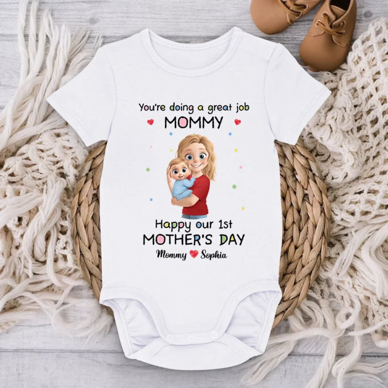 Being Your Mom Is My Favorite Full-time Job - Family Personalized Custom Baby Onesie - Mother's Day, Baby Shower Gift, Gift For First Mom