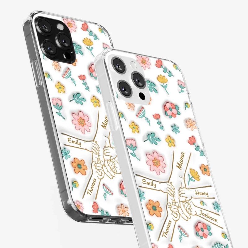 Holding Love Always - Family Personalized Custom 3D Inflated Effect Printed Clear Phone Case - Gift For Mom, Grandma