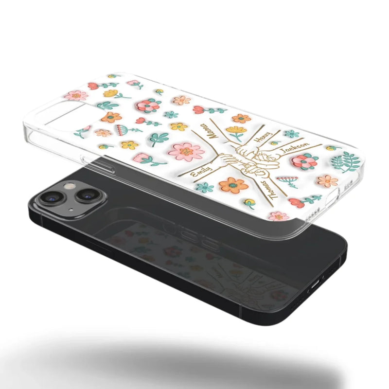 Holding Love Always - Family Personalized Custom 3D Inflated Effect Printed Clear Phone Case - Gift For Mom, Grandma