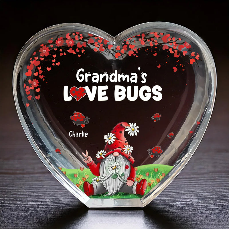Little Bugs, Big Love - Family Personalized Custom 3D Crystal Heart Shaped - Mother's Day, Gift For Mom, Grandma